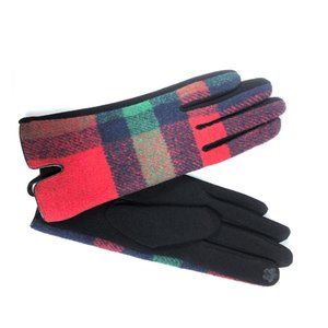 Red Blue Buffalo Plaid Lattice Gloves